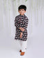 KID1 Animal Print Kurta Pajama Black