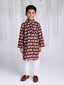 KID1 Animal Print Kurta Pajama Maroon