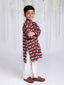 KID1 Animal Print Kurta Pajama Maroon