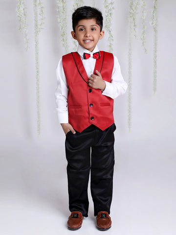 KID1 Party Wear Suit With Bow-Tie Red