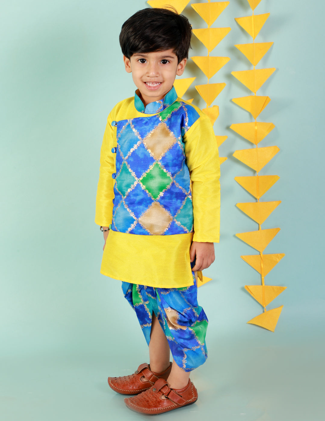 KID1 Festive Kurta With Printed Dhoti Yellow