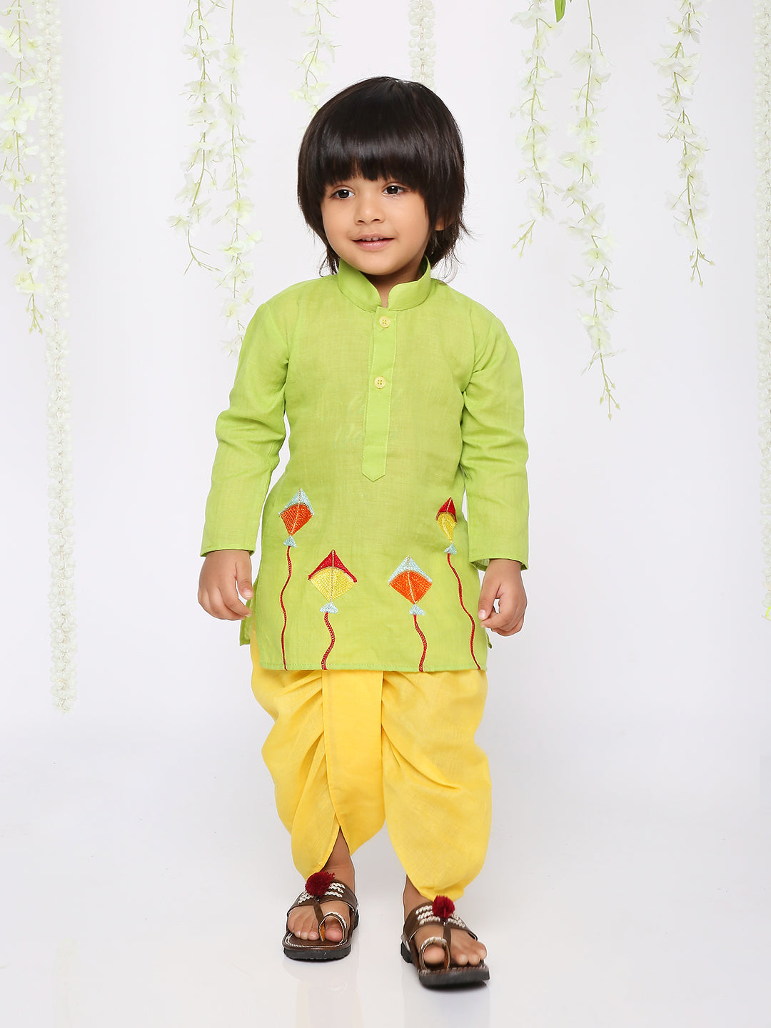 KID1 Patang Dhoti Set Green