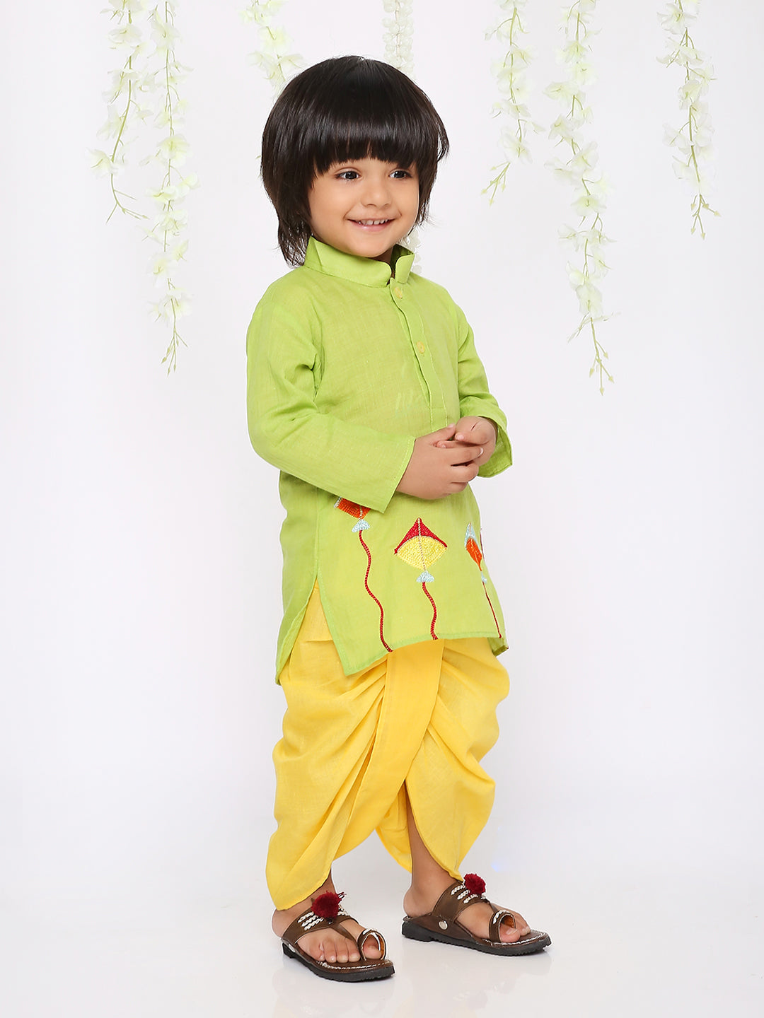 KID1 Patang Dhoti Set Green