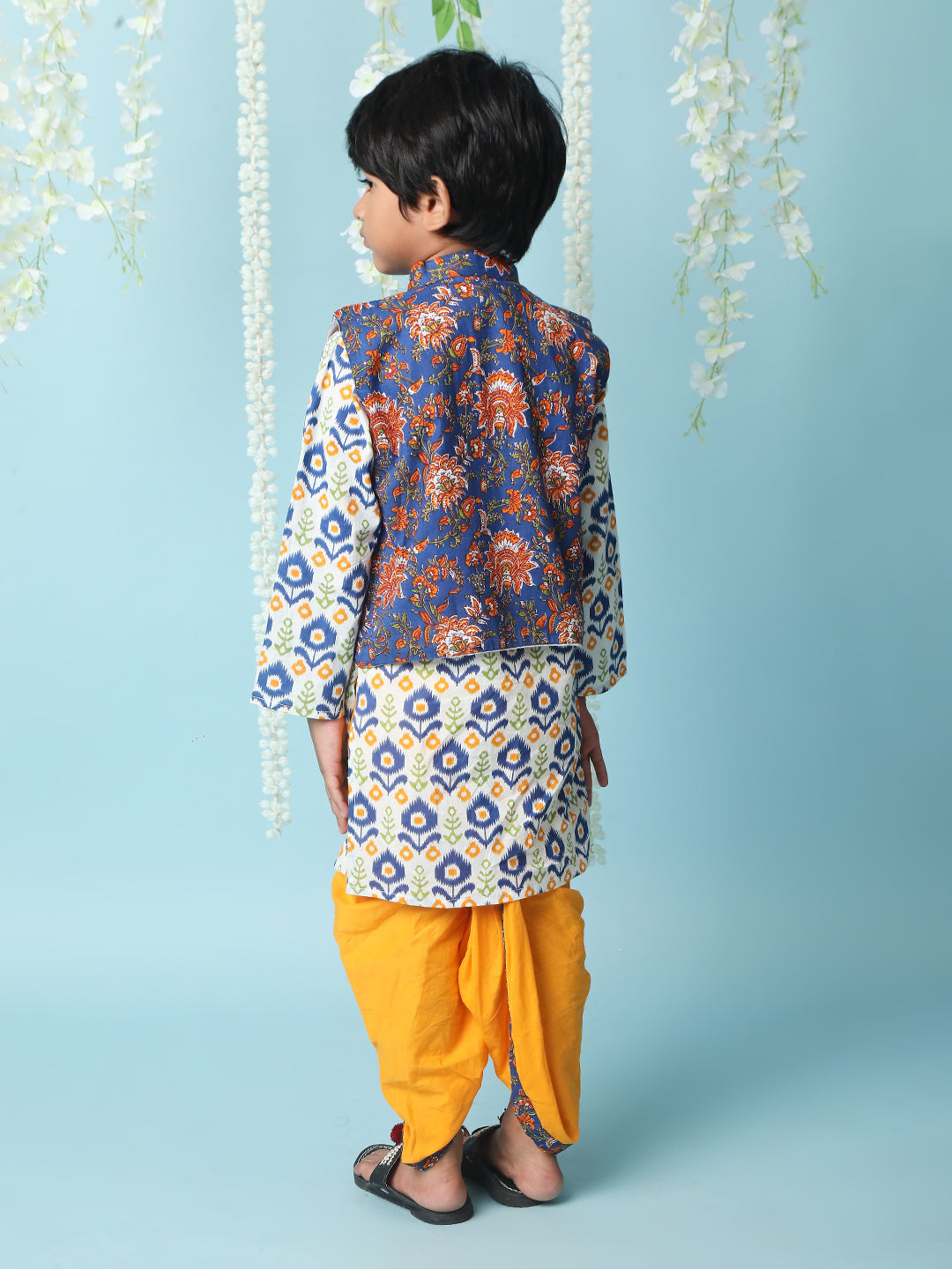 KID1 Kanak Jacket Kurti Dhoti Set Blue