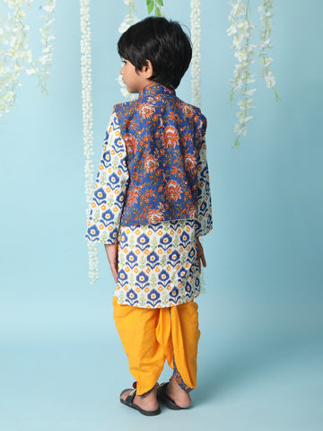 KID1 Kanak Jacket Kurti Dhoti Set Blue
