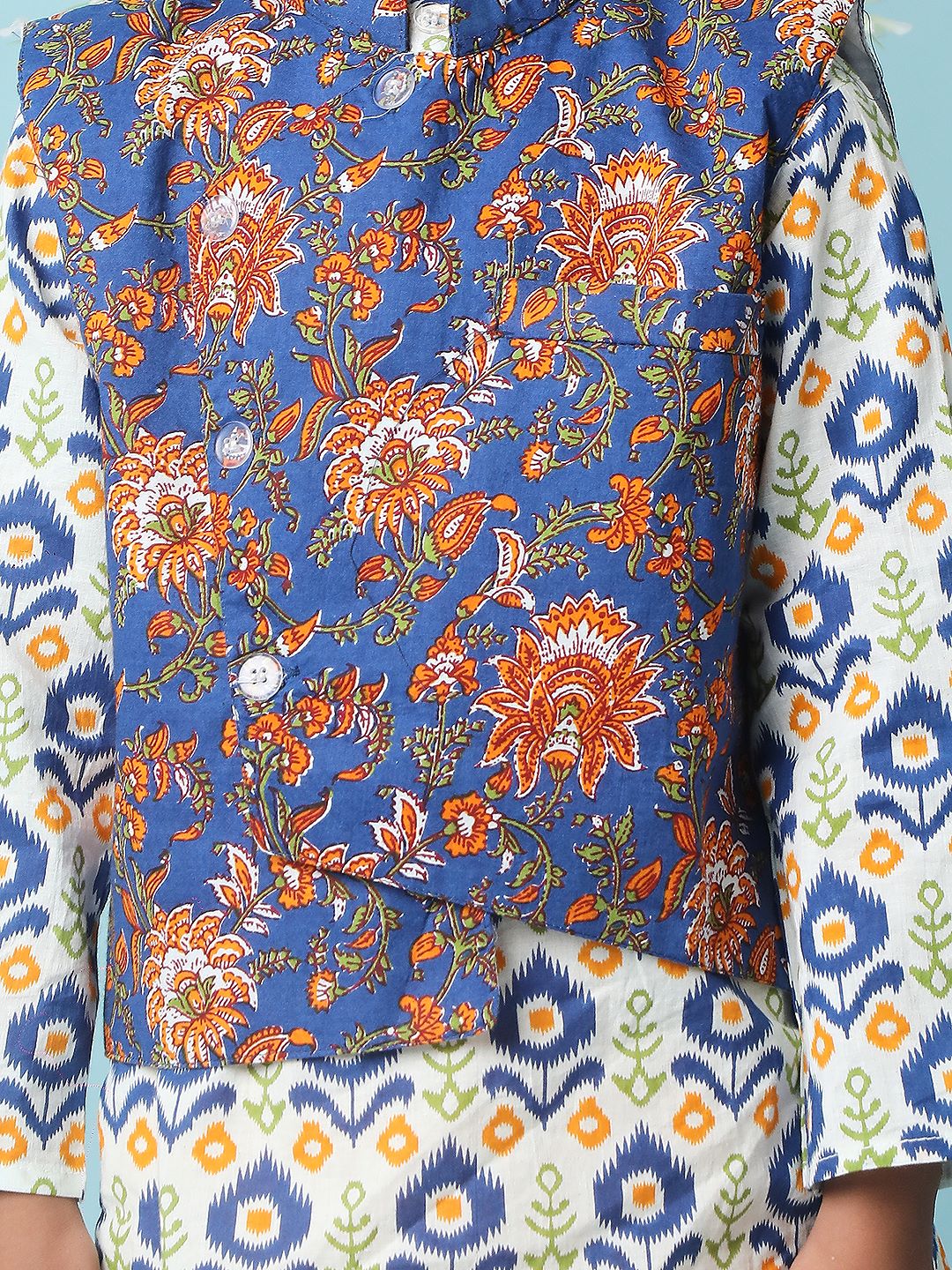 KID1 Kanak Jacket Kurti Dhoti Set Blue