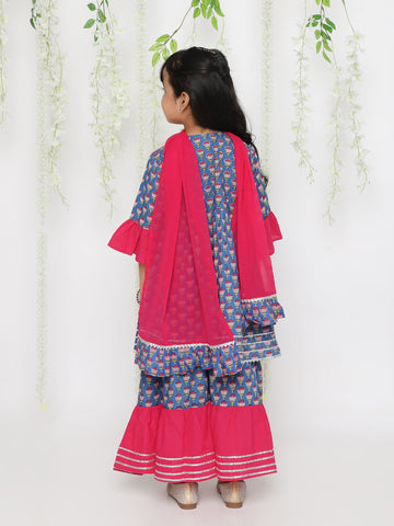 KID1 Lotus Bloom Sharara Set Blue