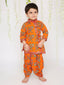 KID1 Printed Anghrakha Kurta Dhoti Orange