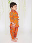 KID1 Printed Anghrakha Kurta Dhoti Orange