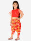 KID1 Net Frill Sleeves Crop Top With Dhoti Red
