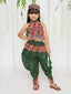 KID1 Bandhani Navratri Dhoti Set with Cap Green