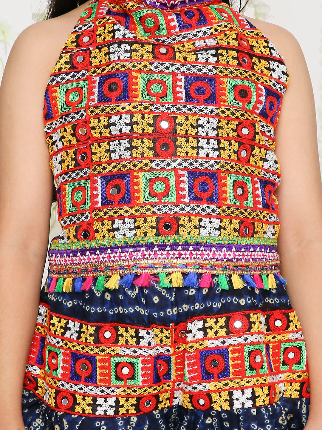 KID1 Bandhani Navratri Dhoti Set with Cap Navy Blue