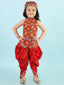 KID1 Bandhani Navratri Dhoti Set with Cap Red