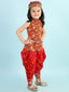 KID1 Bandhani Navratri Dhoti Set with Cap Red