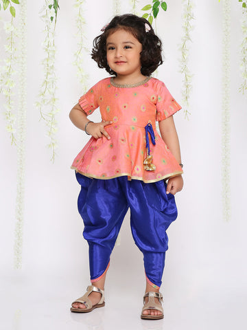 KID1 Girls Nitara Festive Peplum With Dhoti Pink
