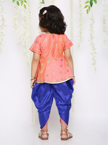 KID1 Girls Nitara Festive Peplum With Dhoti Pink