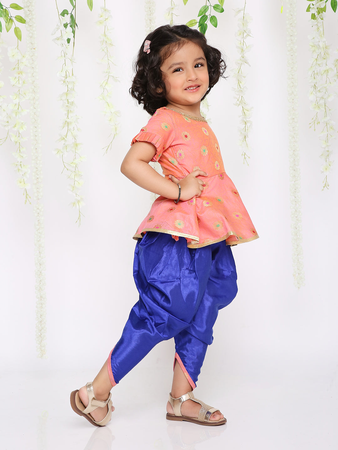 KID1 Girls Nitara Festive Peplum With Dhoti Pink