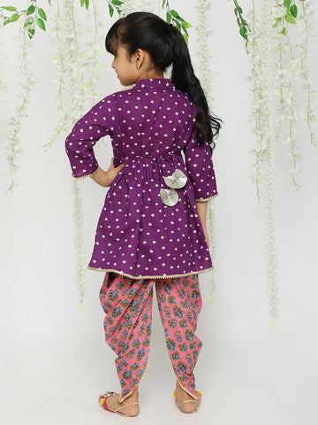 KID1 Girls Jhankar Kurta With Dhoti Set Purple