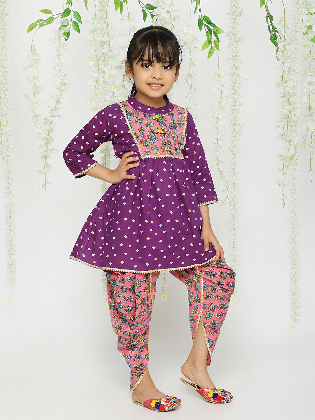 KID1 Girls Jhankar Kurta With Dhoti Set Purple