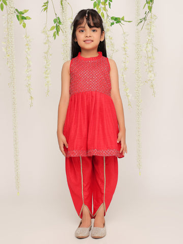 KID1 Anmol Nytara Peplum Dhoti Set Red