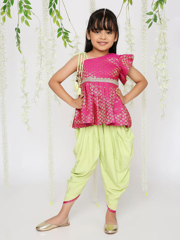 KID1 Eva Peplum Top with Dhoti Green