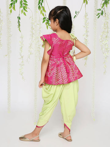 KID1 Eva Peplum Top with Dhoti Green