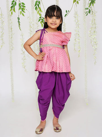 KID1 Eva Peplum Top with Dhoti Purple