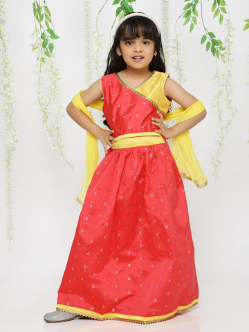 KID1 Festive Choli With Lehenga And Dupatta Red