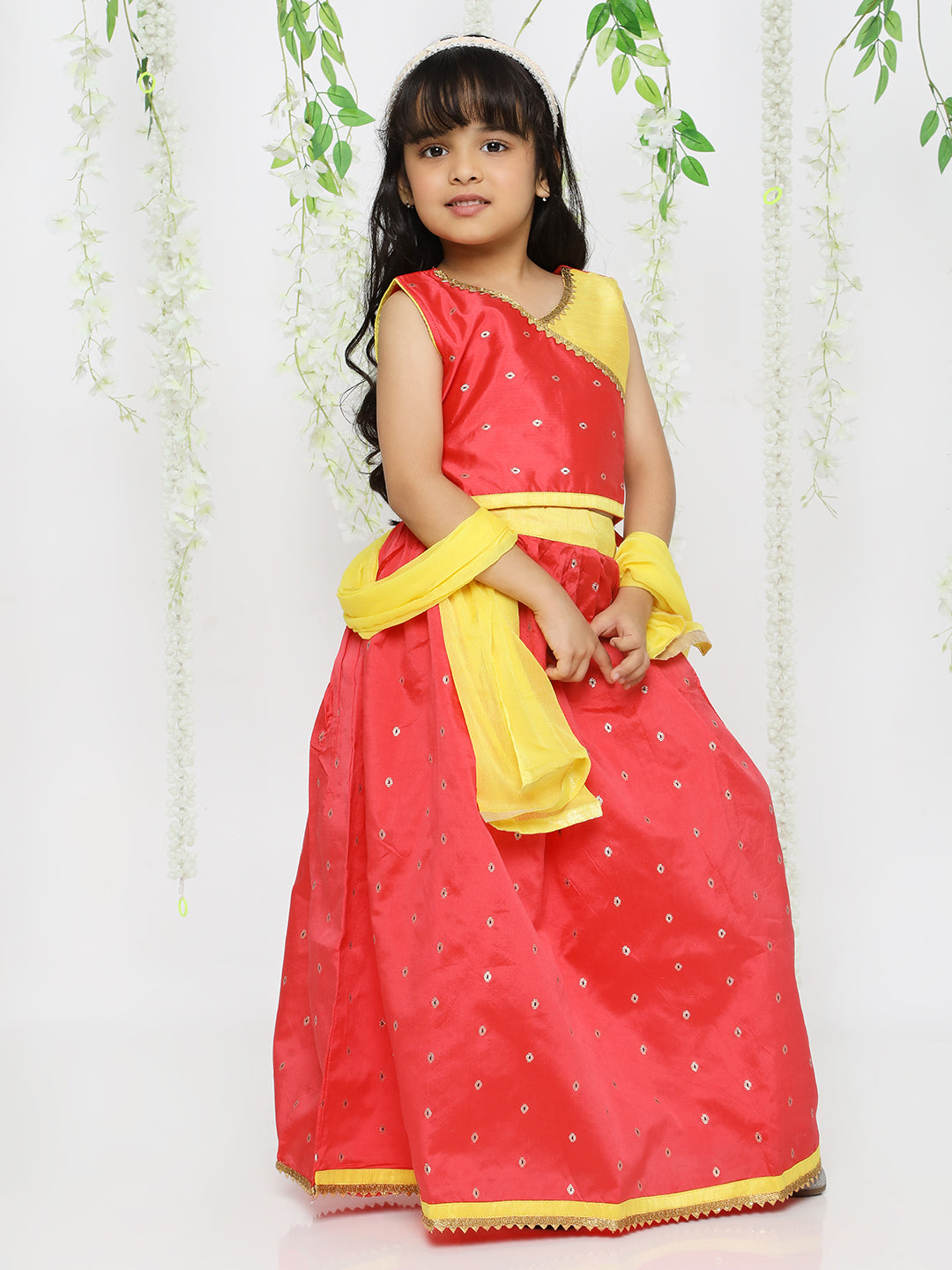 KID1 Festive Choli With Lehenga And Dupatta Red