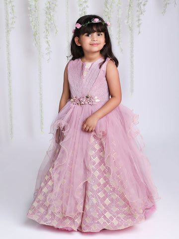 KID1 Purple Rose Party Dress Pink