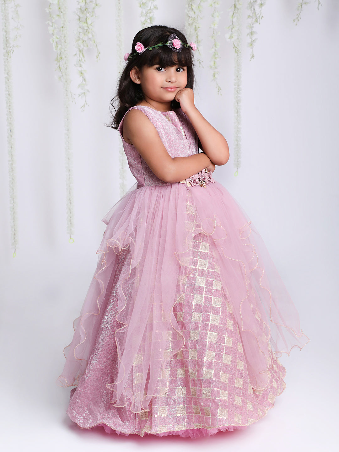 KID1 Purple Rose Party Dress Pink