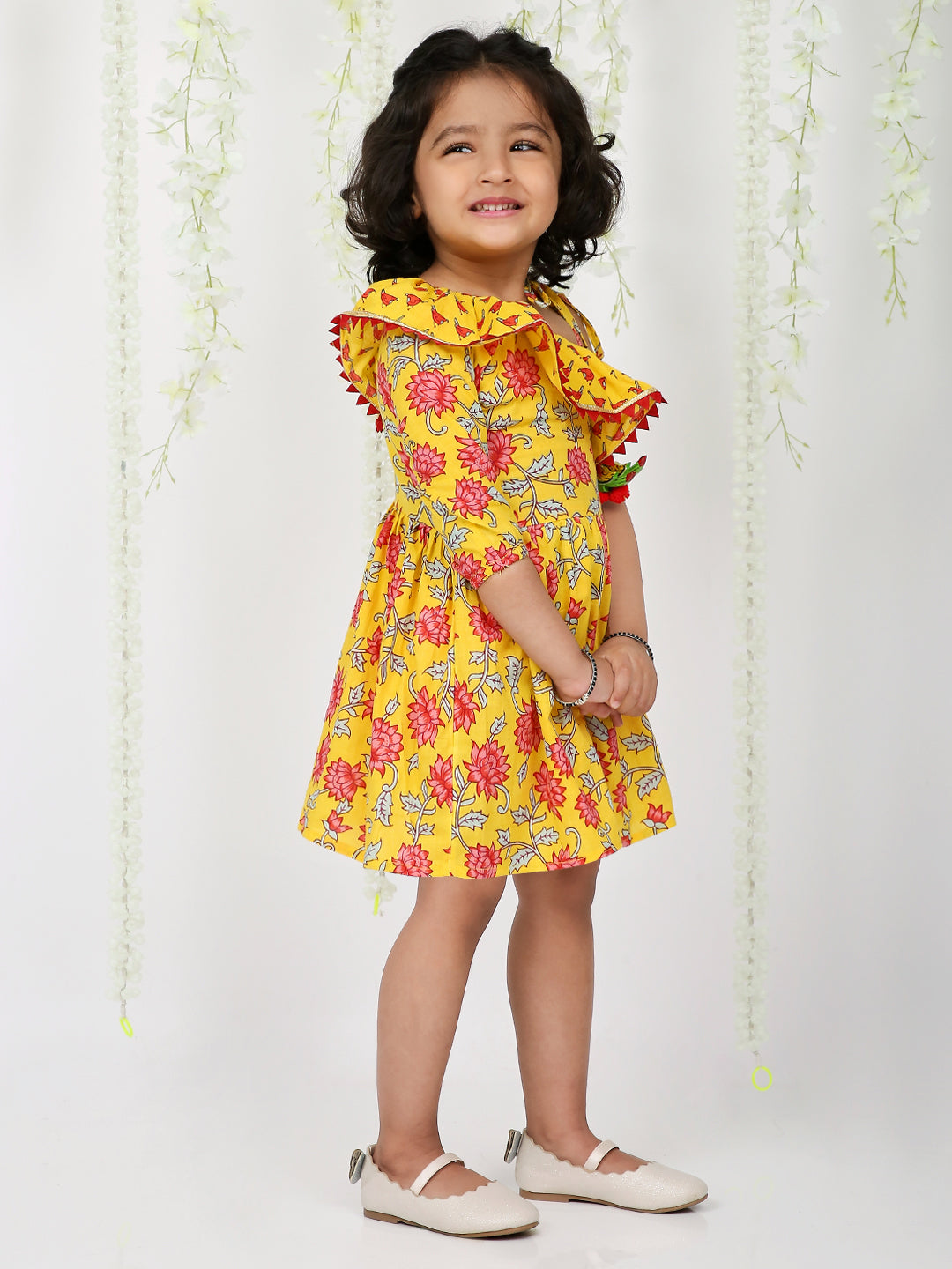 KID1 Lotus Frilly Summer Frock Yellow