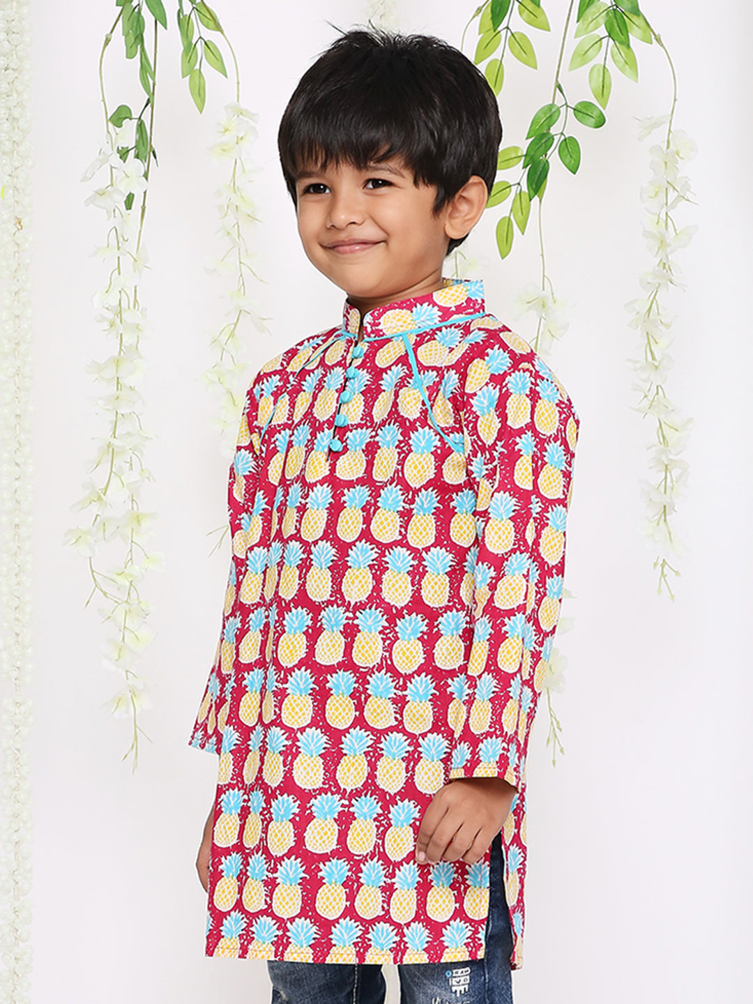 KID1 Pina Colada Boys Kurta Only Pink