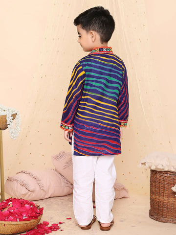 KID1 Lehariya Print Kurta Pyjama Blue