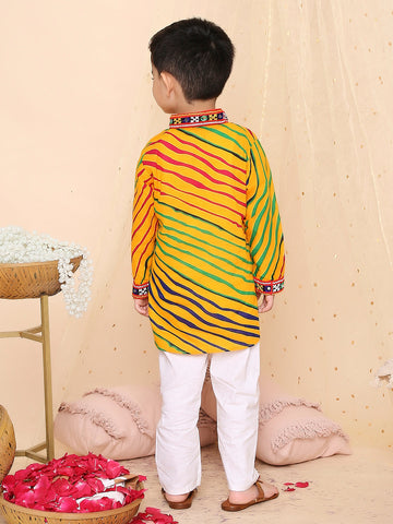 KID1 Lehariya Print Kurta Pyjama Yellow