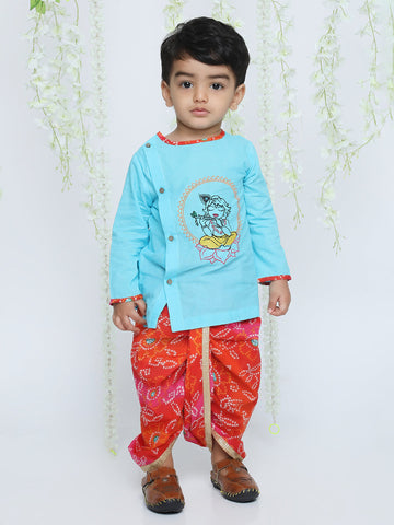 KID1 Ethnic Krishna Dress Blue