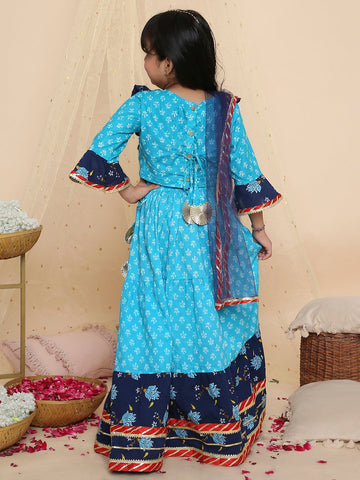 KID1 Leela Pure Cotton Lehenga Choli Blue