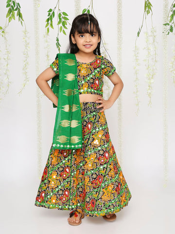 KID1 Mirror Work Navratri Lehenga Choli Black