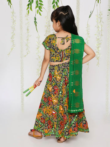 KID1 Mirror Work Navratri Lehenga Choli Black