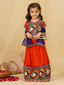 KID1 Embroidered Navratri Lehenga Choli Peach