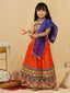 KID1 Navratri Halter Neck Choli with Lehariya Lehenga Orange