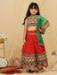 KID1 Navratri Halter Neck Choli with Lehariya Lehenga Red