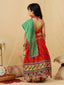 KID1 Navratri Halter Neck Choli with Lehariya Lehenga Red