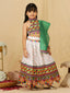 KID1 Navratri Halter Neck Choli with Lehariya Lehenga White