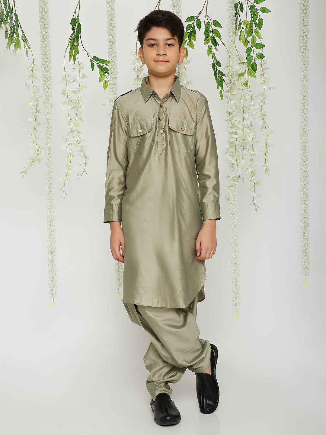 KID1 Pathani Kurta With Salwar Gray