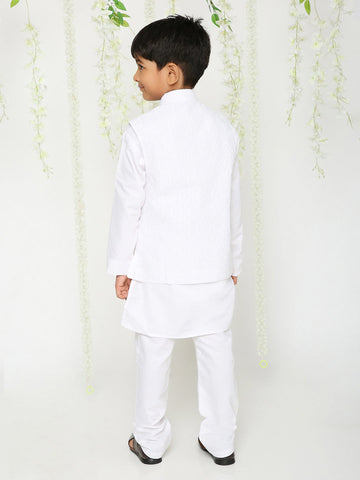 KID1 Kurta Pyjama With Embroidered Jacket White