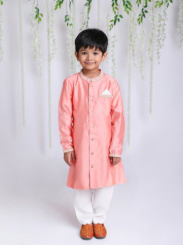 KID1 Embroidered Kurta Pyjama Set Peach