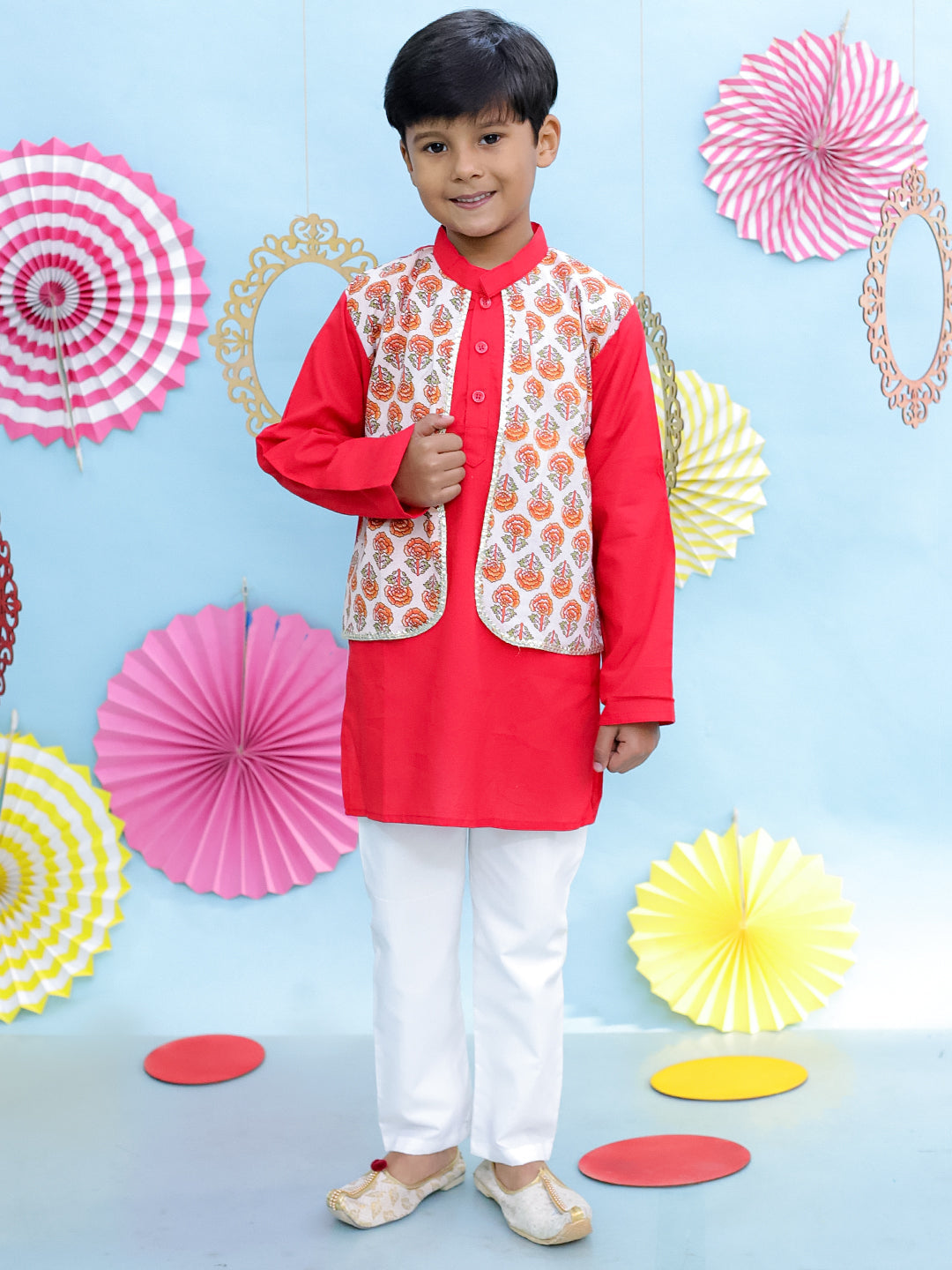 KID1 Baana Block Print Kurta Pyjama White