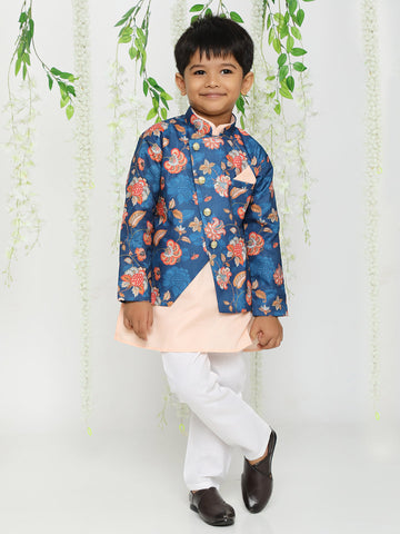 KID1 Floral Jacket Kurta Pyjama Set Blue