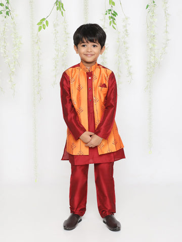 KID1 Sequin Embroidered Attached Jacket Set Red